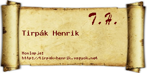 Tirpák Henrik névjegykártya
